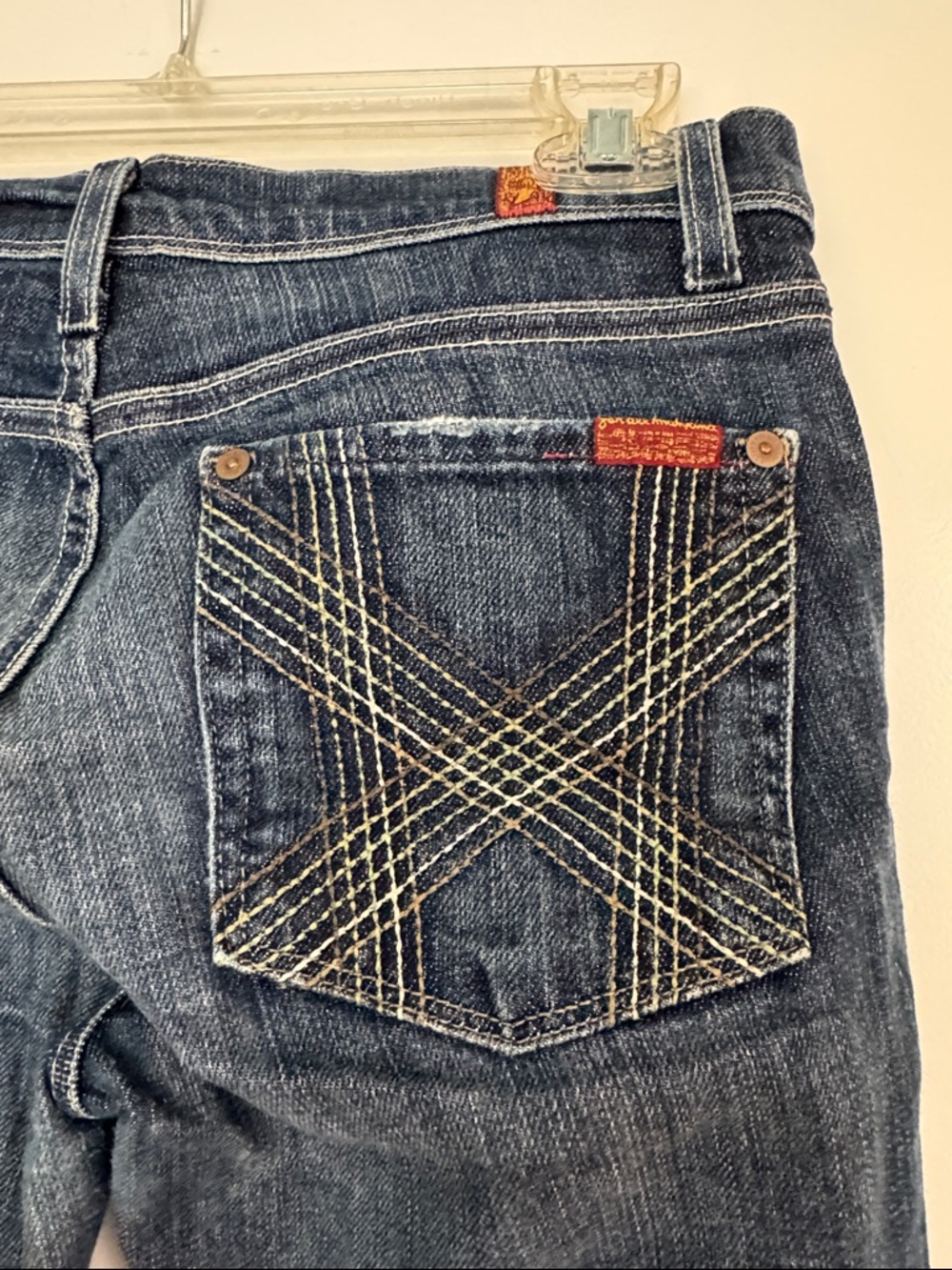 7 For All Mankind Dark Blue Cuffed Cropped Jeans - Picture 6 of 7